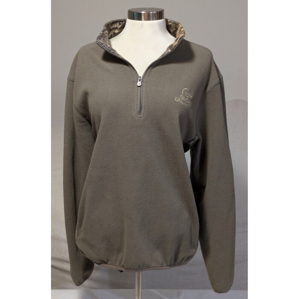 Ducks Unlimited Unisex  Habitat Camo Pullover Microfleece LG Gray Sage